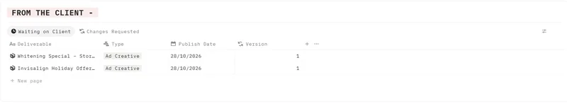 Before: two deliverables waiting on the client